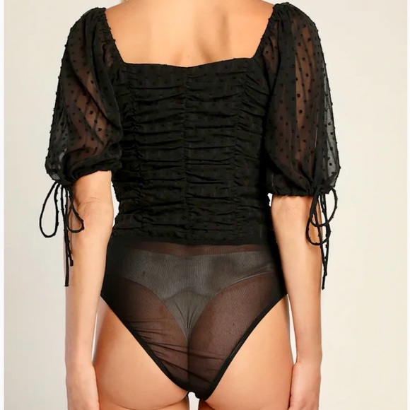 Lulu's Think of Me Swiss Dot Ruched Bodysuit in Black Brand New with Tags! - Picture 3 of 16